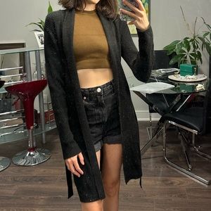 Vintage black sweater cardigan with belt